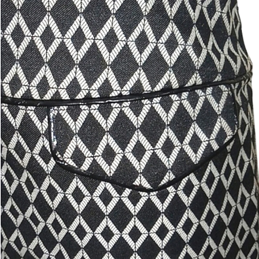 INC International Concepts Chainlink Skirt Black White Faux Leather Trim Sz 6 - Picture 10 of 12